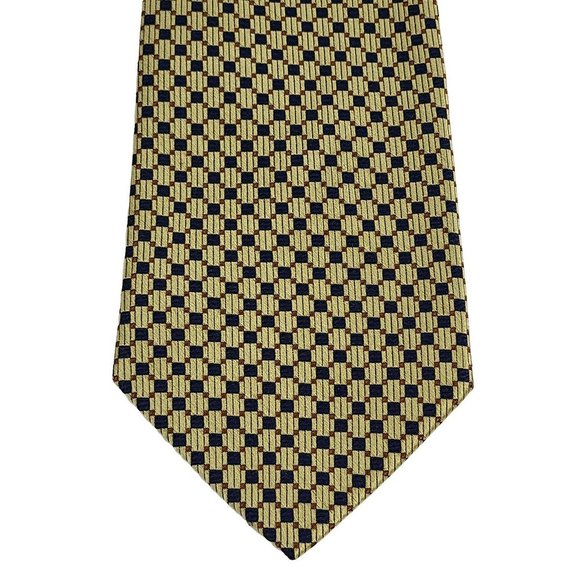 Nautica Gold & Blue Print 100% Silk Tie - Picture 1 of 4